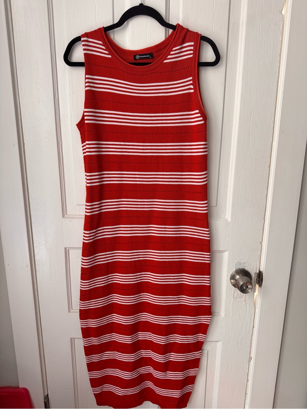 Burnt Orange and White Striped Midi Tank Dress